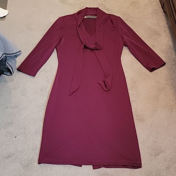 NWOT Alton Gray wine tie neck sheath dress - Picture 3 of 9